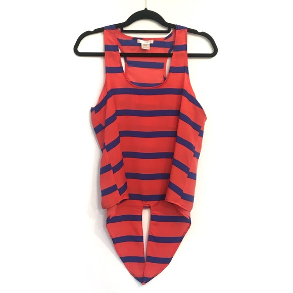 ✨ Nordstrom Striped Tie-Front Crop Tank Top Shirt - Picture 3 of 4